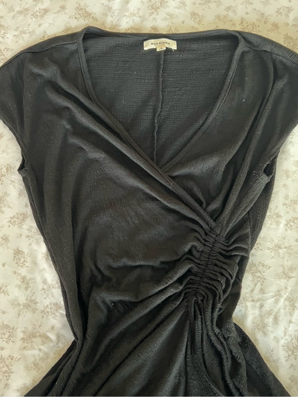 Max Studio Black Ruched Dress